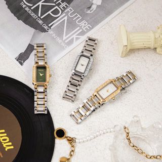 Đồng hồ nữ dây inox Bonaier 785 mặt chữ nhật chính hãng đeo tay thời trang