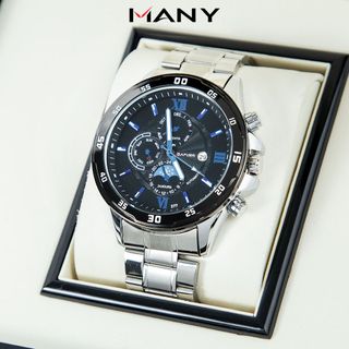 Đồng Hồ Nam Cafuer 277 Cuốn Hút Phù Hợp Mọi Phong Cách, Dây Inox Trắng, Chống Nước MANY