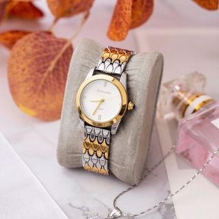 Đồng hồ nữ dây inox Bonaier 298 mặt tròn chính hãng đeo tay thời trang