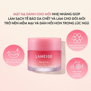 MẶT NẠ NGỦ MÔI LAN.EIGE 20g – HƯƠNG DÂU NGỌT NGÀO Cho đôi môi căng mọng, mềm mại suốt đêm