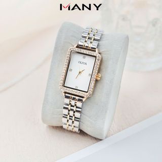 Đồng hồ nữ dây inox Oliya 609 mặt chữ nhật chính hãng đeo tay thời trang