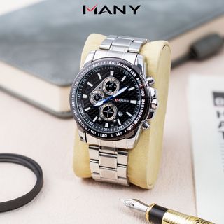 Đồng Hồ Nam Cafuer 282 Mặt Đen Huyền Bí, Dây Inox Sáng Bóng Không Rỉ, Chống Nước MANY