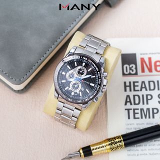 Đồng Hồ Nam Cafuer 282 Mặt Đen Huyền Bí, Dây Inox Sáng Bóng Không Rỉ, Chống Nước MANY
