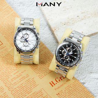 Đồng Hồ Nam Cafuer 282 Mặt Đen Huyền Bí, Dây Inox Sáng Bóng Không Rỉ, Chống Nước MANY
