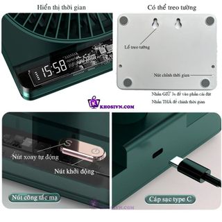Sỉ Quạt DF11-B 10000mAh Mini Xoay Tự Động Để Bàn Tích Điện Pin Trâu 10000mAh Chạy Êm Gió Mạnh
