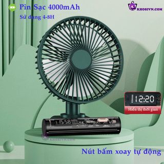 Sỉ Quạt DF11-B 10000mAh Mini Xoay Tự Động Để Bàn Tích Điện Pin Trâu 10000mAh Chạy Êm Gió Mạnh