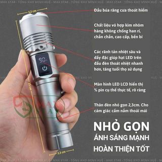 ĐÈN PIN CẦM TAY SIÊU SÁNG MINI RAYBOW 1196 HIỂN THỊ PHẦN TRĂM PIN SOI XA GẦN PIN TRÂU CHỐNG NƯỚC VỎ NHÔM CHẤT LƯỢNG CAO GD215 - LADY'S PASSION