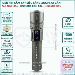 ĐÈN PIN CẦM TAY SIÊU SÁNG MINI RAYBOW 1196 HIỂN THỊ PHẦN TRĂM PIN SOI XA GẦN PIN TRÂU CHỐNG NƯỚC VỎ NHÔM CHẤT LƯỢNG CAO GD215 - LADY'S PASSION