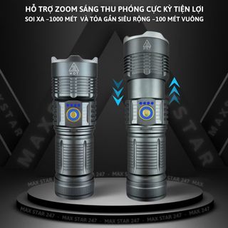 ĐÈN PIN MAX STAR NO1 PRO MAX CẦM TAY SIÊU SÁNG CHIẾU XA 750 MÉT ZOOM SÁNG XA GẦN CHỐNG NƯỚC SẠC NGƯỢC CHO ĐIỆN THȮẠI GD228 - LADY'S PASSION