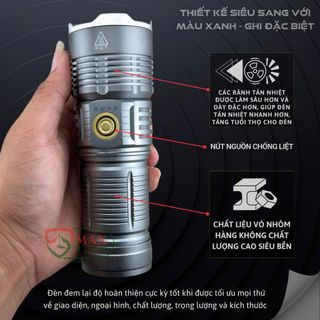 ĐÈN PIN MAX STAR NO1 PRO MAX CẦM TAY SIÊU SÁNG CHIẾU XA 750 MÉT ZOOM SÁNG XA GẦN CHỐNG NƯỚC SẠC NGƯỢC CHO ĐIỆN THȮẠI GD228 - LADY'S PASSION