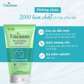 Gel Rửa Mặt Sinh Học Thanh Khiết Giúp Giảm Bóng Nhờn, Ngừa Mụn Truenano 150ml