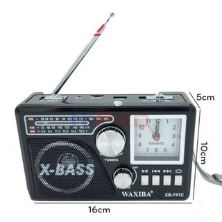 Đài Radio WAXIBA 741URT, Tích Hợp Đồng Hồ, Đèn Pin, Sóng AM/FM/SW, Hỗ Trợ Thẻ Nhớ/USB, BH 12 Tháng Giá Bán Sỉ - Bán Buôn