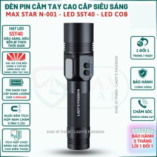 ĐÈN PIN CẦM TAY SIÊU SÁNG CAO CẤP MAX STAR N001 LED SST40 CHÍNH HÃNG PIN TRÂU SẠC NGƯỢC CHÂN CÁP SẠC NHANH TYPEC GD225 - LADY'S PASSION