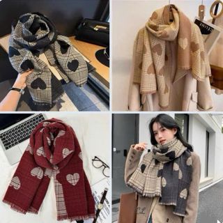 Khăn Choàng Dạ Tim Cao Cấp , Khăn Quàng Cổ Choàng Vai Ban To 180*90 Họa Tiết Thanh Lịch Trẻ Trung