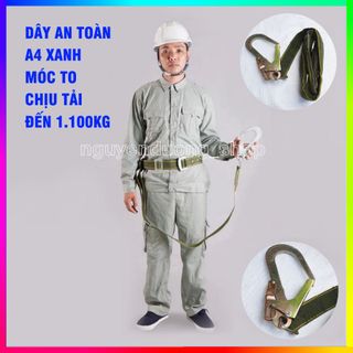 DÂY AN TOÀN BẢO HỘ LAO ĐỘNG A4 XANH MÓC TO, ĐAI ĐEO BẢO HỘ LÀM VIỆC TRÊN CAO