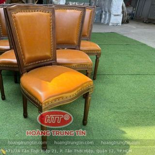 Bàn ghế nhà hàng cao cấp ghế gổ nhà hàng Louis lưng vuông