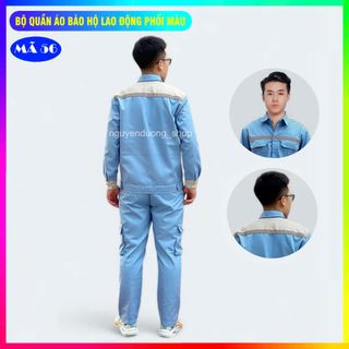 Quần áo bảo hộ lao động Phối Màu, Đồng phục,Trang phục, Cán bộ kỹ thuật,Công nhân, Màu Xanh Hòa Bình