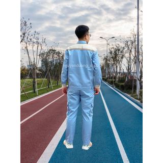 Quần áo bảo hộ lao động Phối Màu, Đồng phục,Trang phục, Cán bộ kỹ thuật,Công nhân, Màu Xanh Hòa Bình