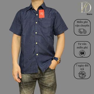 Áo sơ mi nam ngắn tay trung niên HD vải lụa mềm form classic rộng rãi thoải máI