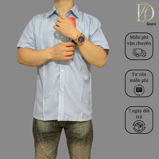 Áo sơ mi nam ngắn tay trung niên HD vải lụa mềm form classic rộng rãi thoải máI