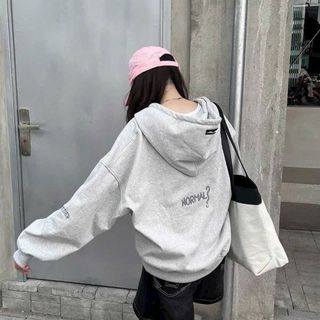 Áo khoác hoodie zip form boxy thêu What Is Normal ? giá sỉ - giá bán buôn