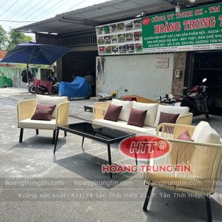 Sofa nhựa giả mây tròn cao cấp ngoài trời