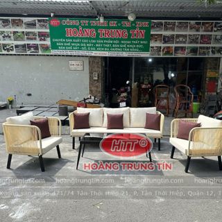 Sofa nhựa giả mây tròn cao cấp ngoài trời