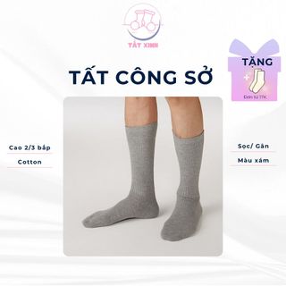 Tất nam cổ cao màu xám sọc gân dệt kim xuất dư giá sỉ