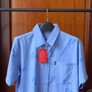 Áo Sơ Mi nam trung niên form rộng  vải đũi cotton họa tiết lông vũ, mềm mịn, mát, không nhăn.