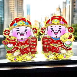 Decal dán cửa ông thần tài trang trí tết dán cửa chúc mừng năm mới