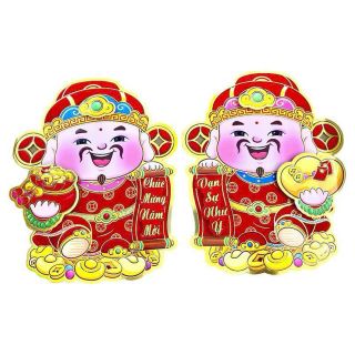 Decal dán cửa ông thần tài trang trí tết dán cửa chúc mừng năm mới