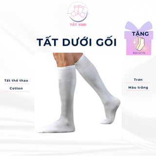[DƯỚI GỐI] Tất vớ thể thao màu trắng cổ cao nam dài dưới gối