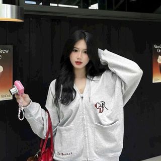 Áo khoác hoodie zip form boxy 2 túi vuông in Keyboard. Giá sỉ - giá bán buôn