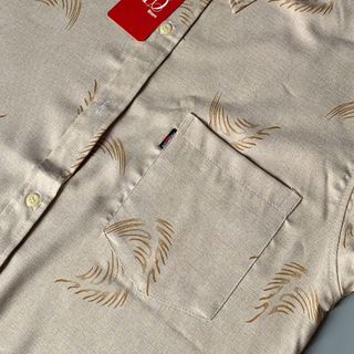 Áo Sơ Mi nam trung niên form rộng  vải đũi cotton họa tiết LÔNG VŨ, mềm mịn, không nhăn.