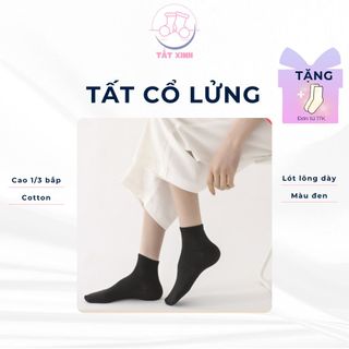[DÀY] Tất nữ cổ trung màu đen lót lông
