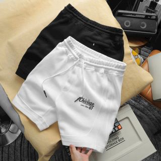 Quần Nam Short Thun CHICAGO, Quần Thun Nam Ngắn Cao Cấp Màu Đen, Trắng