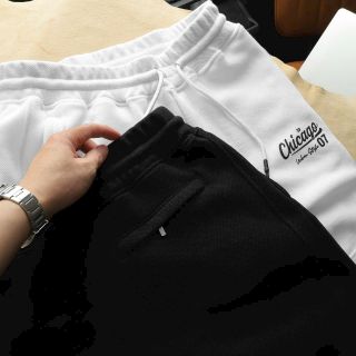 Quần Nam Short Thun CHICAGO, Quần Thun Nam Ngắn Cao Cấp Màu Đen, Trắng