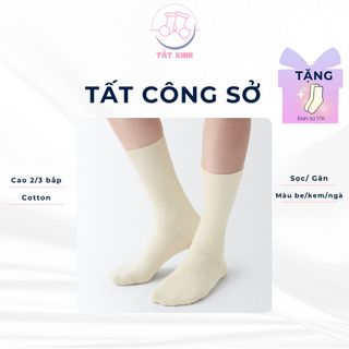 Tất nam nữ cổ cao màu trắng ngà vải gân dệt kim 27-29cm giá sỉ