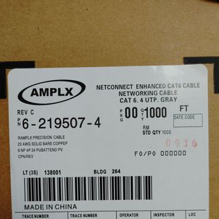 Cáp mạng RJ45 chuẩn CAT6 AMPlx mã 0916- CÓ CHỐNG NHIỄU - 1 Cuộn 26KG - 400 x 400 x 250 mm