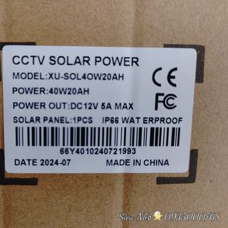 CCTV SOLAR CAMERA 40W20AH | 2 Line 12V | Bảo hành 180 ngày | XU-SOL40W20AH