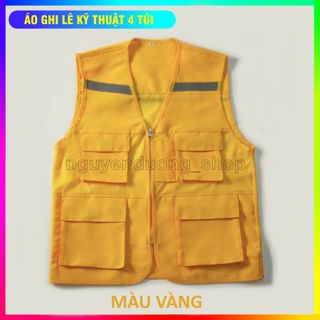 ÁO GHI LÊ 4 TÚI PHẢN QUANG BẢO HỘ LAO ĐỘNG , ÁO KỸ THUẬT , KỸ SƯ, CÔNG NHÂN, MÀU VÀNG
