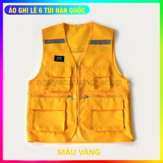 ÁO GHI LÊ 6 TÚI PHẢN QUANG BẢO HỘ LAO ĐỘNG , ÁO KỸ THUẬT , KỸ SƯ, CÔNG NHÂN, MÀU VÀNG
