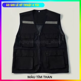 ÁO GHI LÊ 4 TÚI PHẢN QUANG BẢO HỘ LAO ĐỘNG , ÁO KỸ THUẬT , KỸ SƯ, CÔNG NHÂN, MÀU TÍM THAN