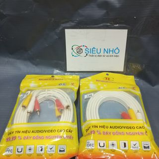 Dây tín hiệu 3 đầu Honjianda HJD-AST318 1.8 MÉT .Đồng nguyên chất 100%  (Dây AV HJD 3.5 Ly Ra 2 Bông Sen 1.8 Mét) --- Giá áp dụng Hộp 20s, ít hơn +1k
