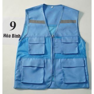 ÁO GHI LÊ 4 TÚI PHẢN QUANG BẢO HỘ LAO ĐỘNG , ÁO KỸ THUẬT , KỸ SƯ, CÔNG NHÂN, MÀU XANH HÒA BÌNH