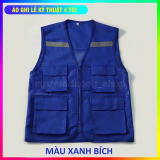 ÁO GHI LÊ 4 TÚI PHẢN QUANG BẢO HỘ LAO ĐỘNG , ÁO KỸ THUẬT , KỸ SƯ, CÔNG NHÂN, MÀU XANH BÍCH