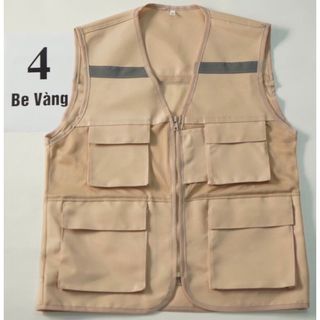 ÁO GHI LÊ 4 TÚI PHẢN QUANG BẢO HỘ LAO ĐỘNG , ÁO KỸ THUẬT , KỸ SƯ, CÔNG NHÂN, MÀU BE VÀNG