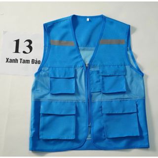 ÁO GHI LÊ 4 TÚI PHẢN QUANG BẢO HỘ LAO ĐỘNG , ÁO KỸ THUẬT , KỸ SƯ, CÔNG NHÂN, MÀU XANH TAM ĐẢO