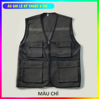 ÁO GHI LÊ 4 TÚI PHẢN QUANG BẢO HỘ LAO ĐỘNG , ÁO KỸ THUẬT , KỸ SƯ, CÔNG NHÂN, MÀU CHÌ