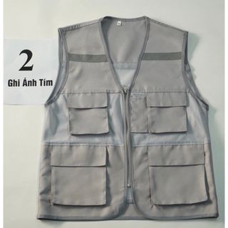 ÁO GHI LÊ 4 TÚI PHẢN QUANG BẢO HỘ LAO ĐỘNG , ÁO KỸ THUẬT , KỸ SƯ, CÔNG NHÂN, MÀU GHI ÁNH TÍM